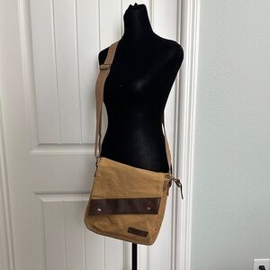 Augur Canvas Crossbody Messenger Bag in Tan and Brown